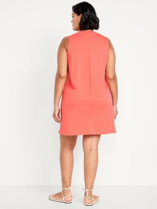 Vestido sin Mangas Cuello Redondo de Algodón