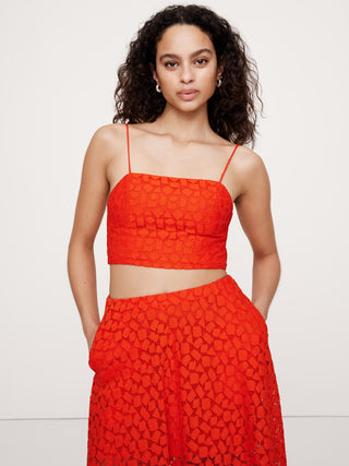 Blusa Corto Escote Cuadrado de Encaje
