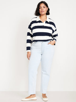 Jeans Rectos Talle Alto con Bolsillos