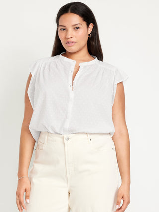 Camisa Manga Corta con Volantes de Algodón
