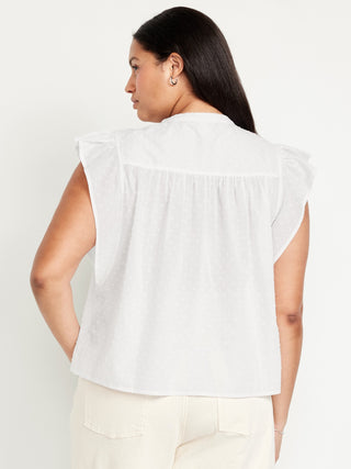 Camisa Manga Corta con Volantes de Algodón