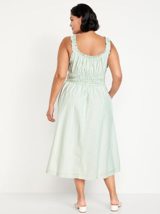 Vestido Midi con Volantes y Cintura Elástica