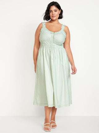 Vestido Midi con Volantes y Cintura Elástica