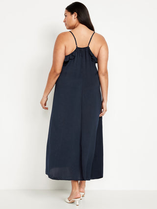 Vestido Midi con Volantes de Satén
