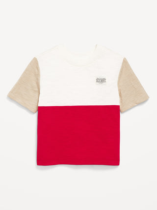 Camiseta Manga Corta Color Block, Bebé