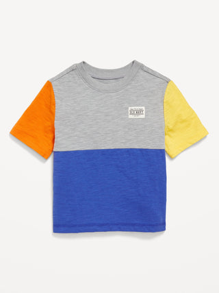 Camiseta Manga Corta Color Block, Bebé