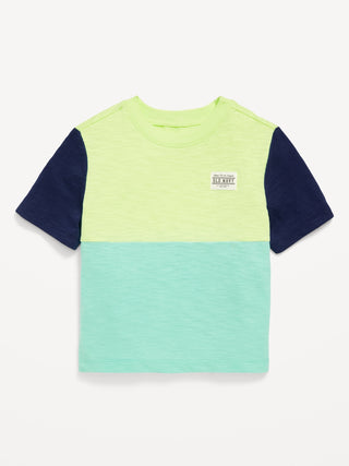 Camiseta Manga Corta Color Block, Bebé