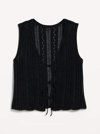Blusa de Crochet con Detalle Lazos