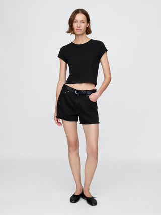 Short Denim Talle Medio con Bolsillos