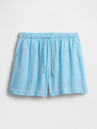 Shorts sin cordones en mezcla de lino de talle medio de 4".