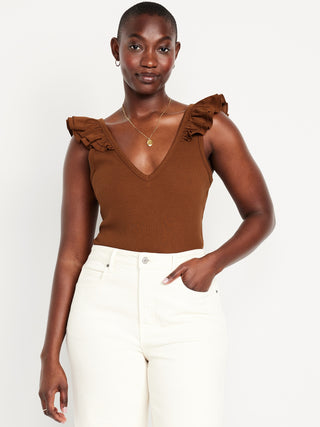 Camiseta sin Mangas con Detalle de Volantes