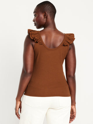 Camiseta sin Mangas con Detalle de Volantes