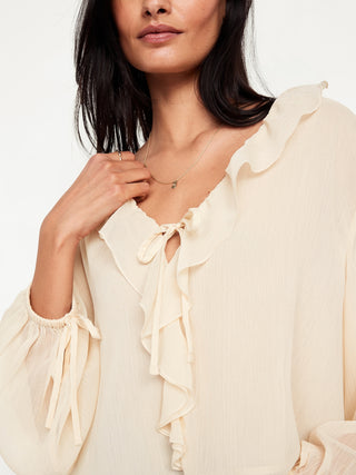 Blusa de Gasa con Detalle de Volantes