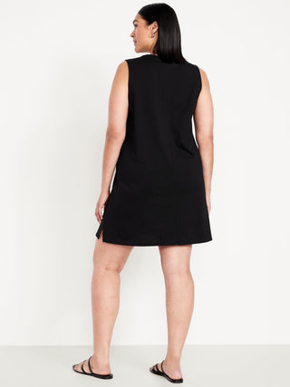 Vestido sin Mangas Cuello Redondo de Algodón