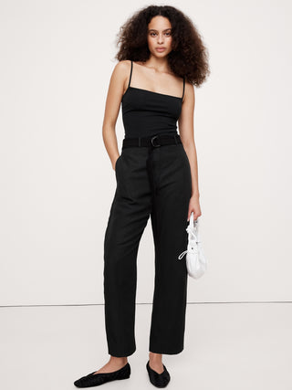 Pantalón Barrel Talle Alto con Bolsillos