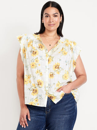 Camisa Manga Corta con Estampado Floral