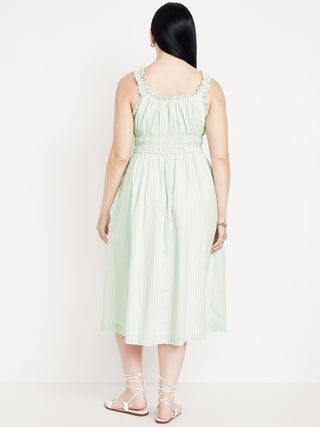 Vestido Midi con Volantes y Cintura Elástica