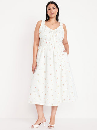 Vestido Midi sin Mangas con Estampado Floral