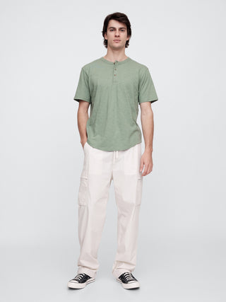 Camiseta henley holgada con bajo redondeado de Lived-In.