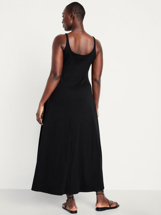 Vestido Midi sin Mangas con Tejido Acanalado