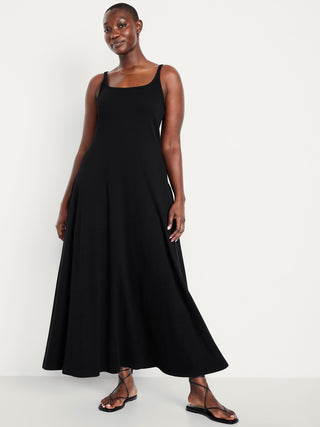 Vestido Midi sin Mangas con Tejido Acanalado