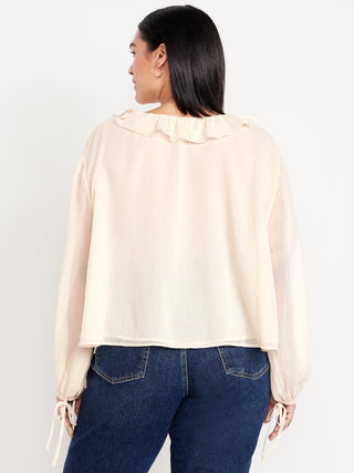 Blusa de Gasa con Detalle de Volantes