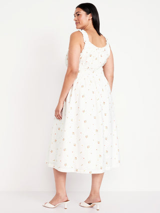 Vestido Midi sin Mangas con Estampado Floral