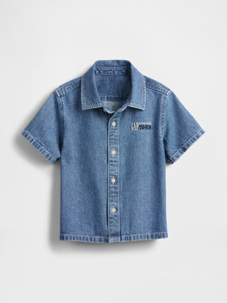Camisa Denim Manga Corta, Bebé