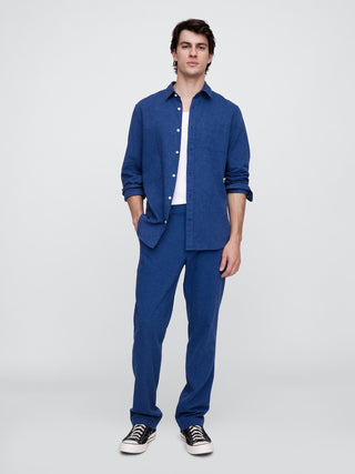 Pantalón Slim Fit de Lino con Bolsillos