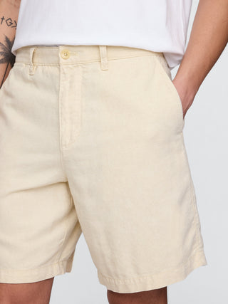 Short Talle Alto con Bolsillos de Lino