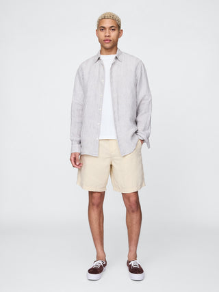 Short Talle Alto con Bolsillos de Lino