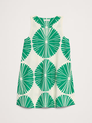 Vestido Cuello V con Estampado de Algodón