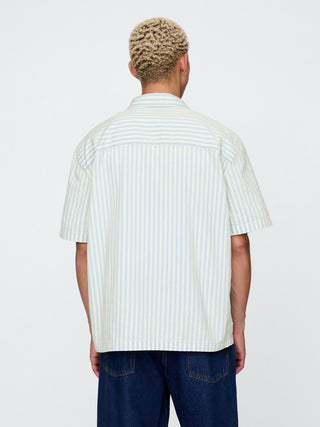 Camisa Denim Manga Corta de Rayas