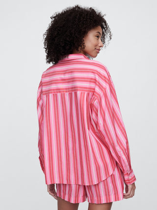 Camisa Manga Larga Oversize de Rayas