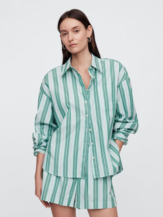 Camisa Manga Larga Oversize de Rayas
