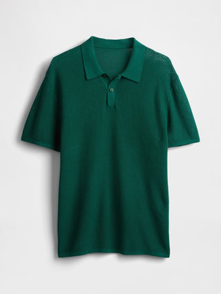 Jersey tipo polo de crochet texturizado.