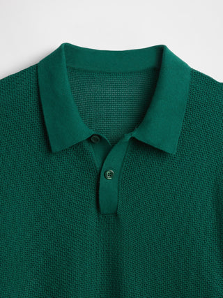 Jersey tipo polo de crochet texturizado.