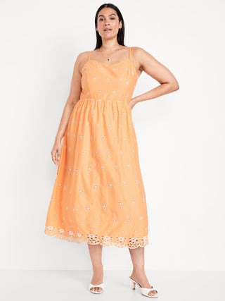 Vestido Escote V con Detalle de Ojales