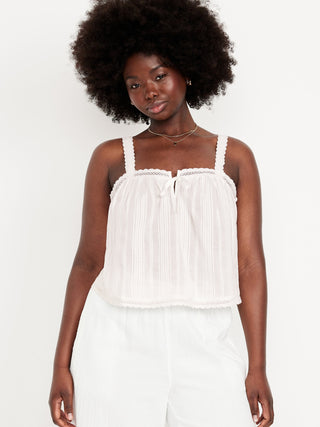 Blusa sin Mangas con Detalle de Encaje