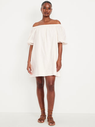 Vestido con Hombros Descubiertos de Algodón