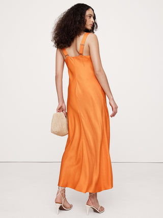 Vestido Escote Drapeado con Correas Ajustables
