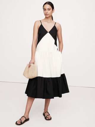 Vestido Midi con Tirantes Ajustables de Algodón