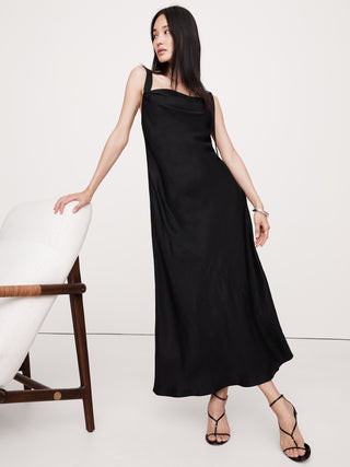 Vestido Escote Drapeado con Correas Ajustables