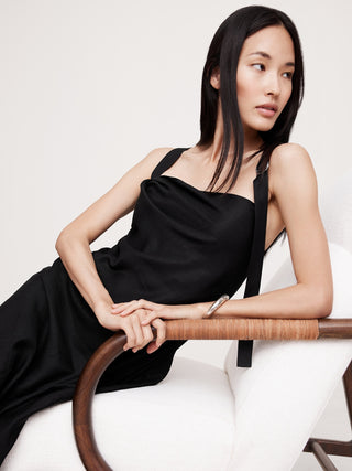 Vestido Escote Drapeado con Correas Ajustables