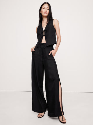 Pantalón Talle Alto con Detalle de Aberturas