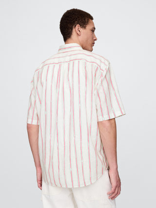 Camisa Manga Corta con Bolsillo de Lino