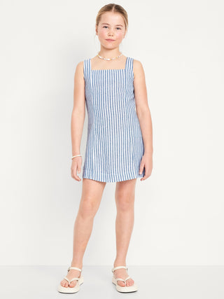 Vestido Escote Cuadrado con Estampado Rayas, Niña