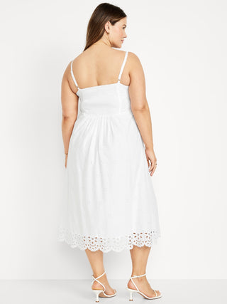 Vestido Escote V con Detalle de Ojales