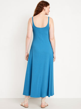 Vestido Midi sin Mangas con Tejido Acanalado