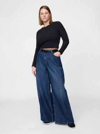 Jeans Holgados Talle Medio con Bolsillos